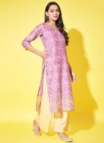 Chanderi Pink Traditional Wear Printed Readymade Kurti